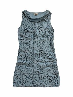 Lina Tomei 100% Linen Light Blue Embroidered Dress